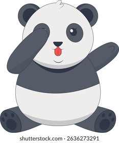 Cute Animal Panda Character with Cartoon Design Concept. Vector Illustration