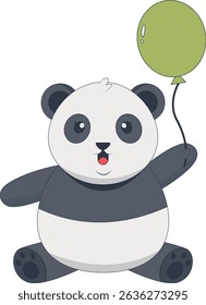Cute Animal Panda Character with Cartoon Design Concept. Vector Illustration