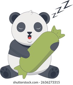 Cute Animal Panda Character with Cartoon Design Concept. Vector Illustration