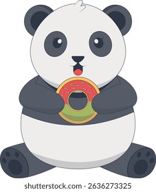 Cute Animal Panda Character with Cartoon Design Concept. Vector Illustration