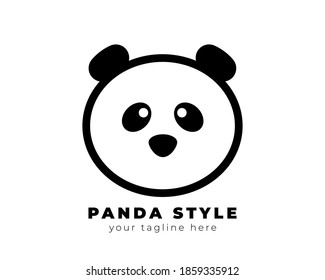 Cute animal panda logo design template. Your company name. Cartoon hand drawn panda. Panda animal Logotype concept icon. Hand drawn image. Vector illustration, eps10