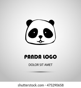 Cute animal panda logo design template. Your company name. Cartoon hand drawn panda. Panda animal Logotype concept icon. Hand drawn image. Vector illustration, eps10.