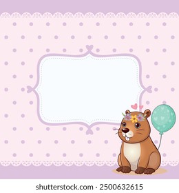 Cute animal paper of capybara forest with flowers
