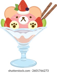 Cute animal parfait with fruit