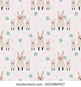 Cute animal pattern design, white isolate background