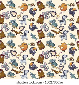 Cute animal pattern seamless. Cartoon of cute animal vector pattern seamless for web, poster and wrapping paper