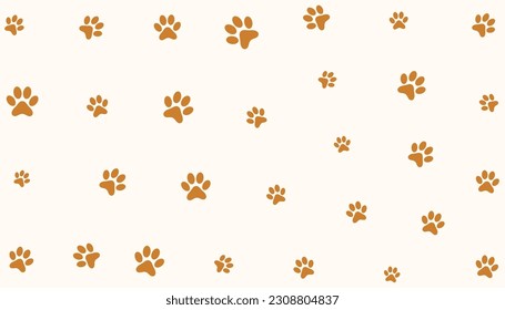 cute animal paw print pattern background for fauna fun vector