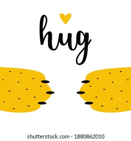 Cute animal paws illustration with lettering and a heart shape. Hand drawn Scandinavian style vector illustration. Perfect for baby t-shirt print.