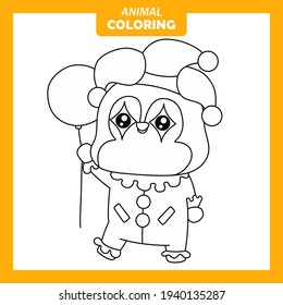 Cute animal penguin clown job occupation coloring page