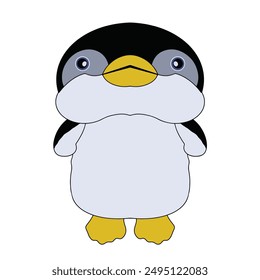 Cute animal of penguin in colorful isolated white background. vector illustration
