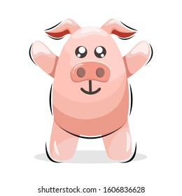 CUTE ANIMAL PIG CARTOON DESIGN VECTOR