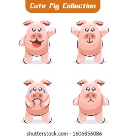 CUTE ANIMAL PIG CARTOON DESIGN VECTOR