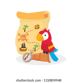 Cute animal with pirate map