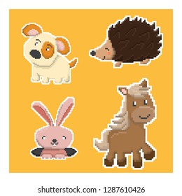 cute animal in pixel art style