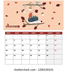 cute animal planner november 2019