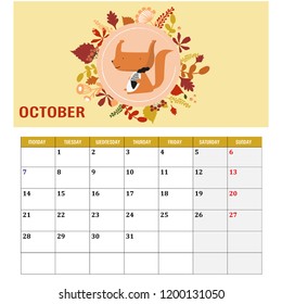 cute animal planner october 2019