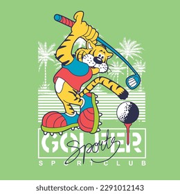 Cute animal playing Golf sport, vector illustration