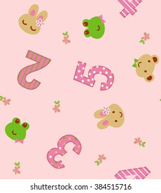 Cute animal print seamless pattern