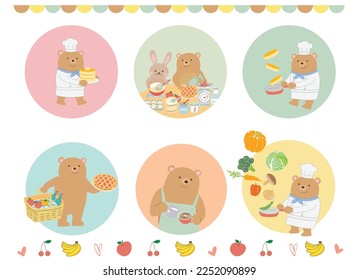 Cute animal restaurant. Cooking. Bear`s cafe.