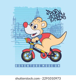 Cute animal riding a bicycle, vector illustration