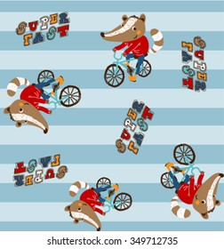 Cute animal riding a bicycle. Vector illustration. Design elements for summer