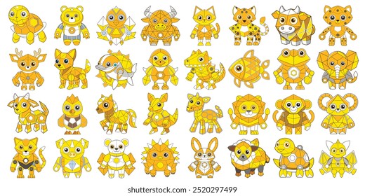 Cute Animal robots with Geometry shape