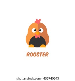 Cute Animal (Rooster) Vector Illustration. flat style design