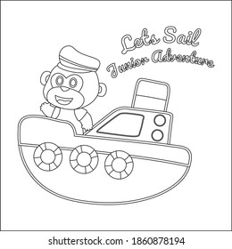 cute animal sailor or pirates with cartoon style for colouring book or page