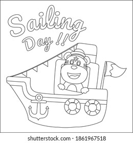 cute animal sailor or pirates with cartoon style for colouring book or page