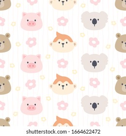 Cute animal seamless background repeating pattern, wallpaper background, cute seamless pattern background