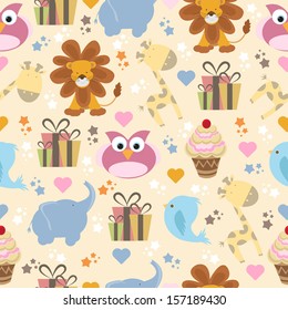 cute animal seamless pattern