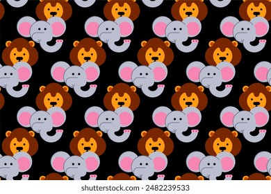 Cute animal seamless pattern background. Nursery room wallpaper seamless pattern. Cute animal wrapping paper seamless pattern