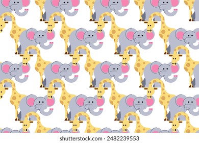 Cute animal seamless pattern background. Nursery room wallpaper seamless pattern. Cute animal wrapping paper seamless pattern