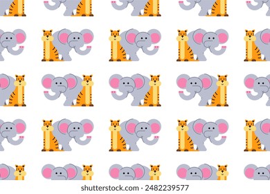 Lindo animal sin patrón de fondo. Fondo de pantalla de la habitación infantil sin patrón. Lindo animal que envuelve el patrón sin fisuras