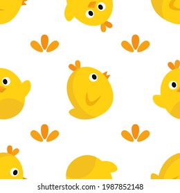 Cute animal seamless pattern, chick pattern with flat style. Pattern for fabric printing, wallpaper, background and many others