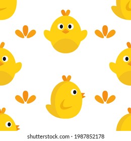 Cute animal seamless pattern, chick pattern with flat style. Pattern for fabric printing, wallpaper, background and many others