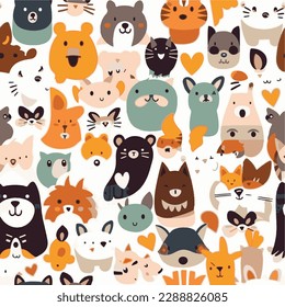 Cute Animal seamless pattern illustration Design vector Adobe Illustrator  