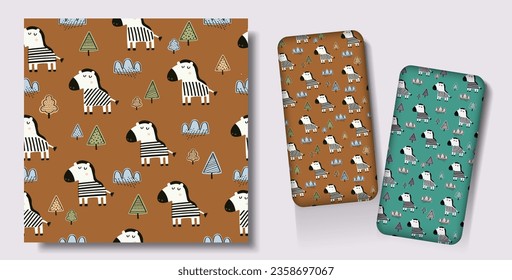 Cute animal seamless patterns, hand-drawn style used for fabric, textile, print, cover, card, background and decorative wallpaper