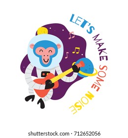 Cute animal series. Space astronaut monkey