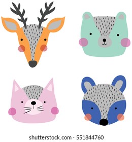 cute animal set cartoon artwork illustration vector for baby, kids, fashion, wall paper, gift, sticker and other uses.