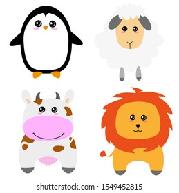 cute animal set. Cartoon animal vector.