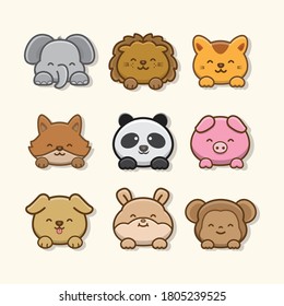 cute animal set vector illustration design