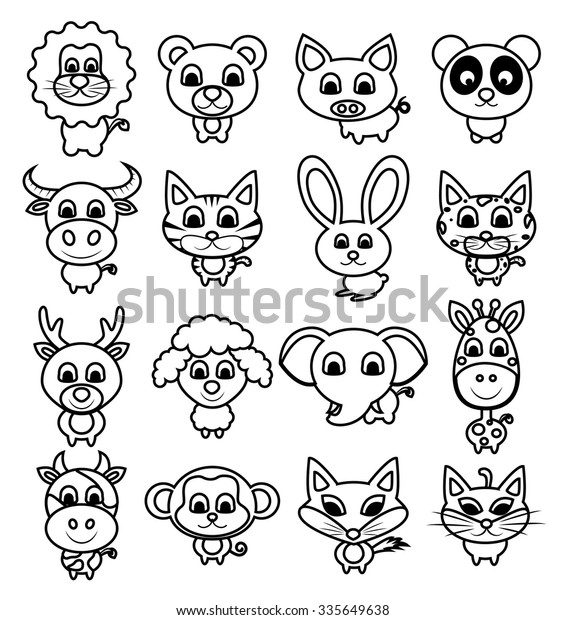 Cute Animal Set Vector Illustration Baby Stock Vector Royalty Free