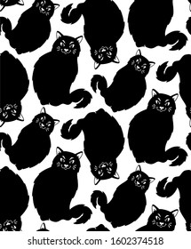 Cute animal silhouette hand drawn doodle pattern background wallpaper