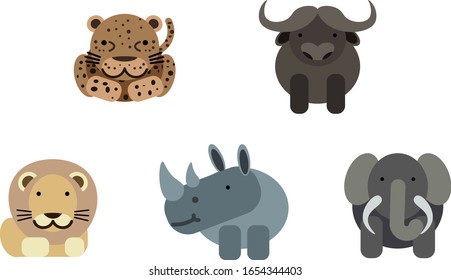 cute animal sketches of the African big 5