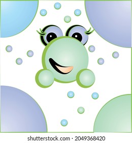cute animal small froge like soap bubble with circule form