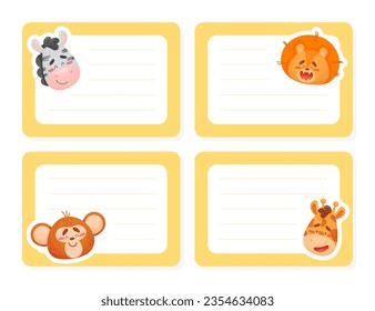 Cute Animal Smiling Muzzle at Empty Card Vector Template