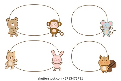 Ilustração de conjunto de bolhas de fala animal bonito