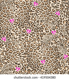 Cute animal spots with hearts ~ seamless background