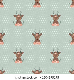 cute animal spring seamless pattern. Can use for print, template, fabric, presentation, textile, banner, poster, wallpaper, digital paper